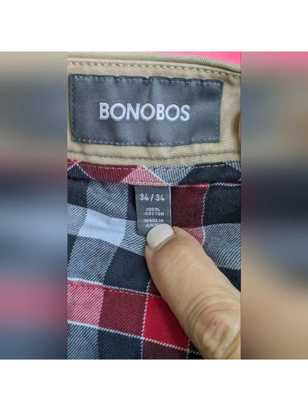 Bonobos Straight Cotton Khakis Size 34x32 (hemmed to 28